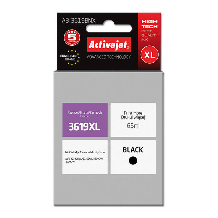 Tinta Activejet Ab-3619bnx (Reemplazo Para Brother Lc3619bk - Supreme - 65 Ml - Negra)