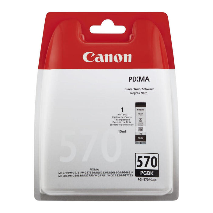 Tinta Original Canon Pgi-570pgbk Negro 15ml/ Canon Pixma Ts5051/53/55, Ts6050/51/52, Ts80 0372c001