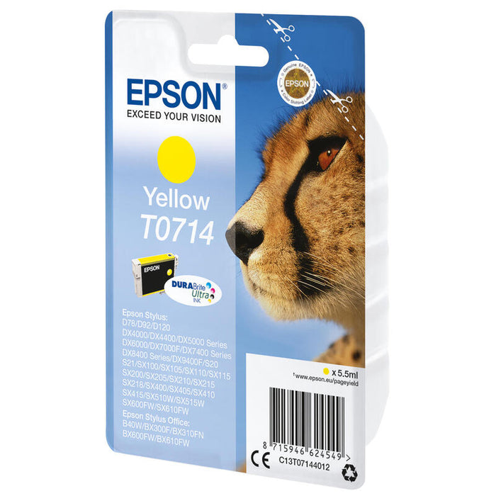 Tinta Original Epson T071340 Amarillo 7ml Stylus D78/92/ 120/ Dx40x0/ 44x0/ 50x0/ 60x0/ 74x0/ 84x0/ 7000f/ Guepardo