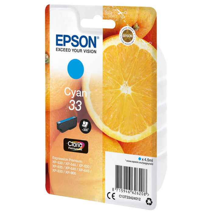 Tinta Original Epson T334240 Cian Xp350*Xp630/Xp635/Xp830/ Naranja