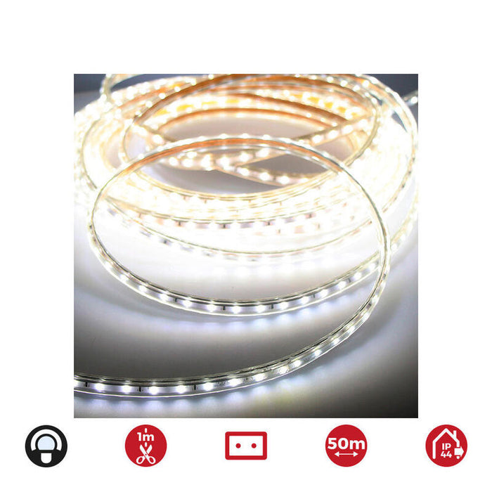 Tira De Led 50m. 12mm Grosor 60 Leds/M 4,2w/M Blanco Frio 6.400k Ip44 Edm 220-240v (Uso Interior-Exterior)
