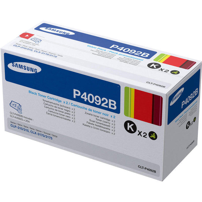 Toner  Samsung Clt-P4092b/Els 2-Pk Black  Su391a Samsung Clt-P4092b 2-Pack Black Toner Cartridges