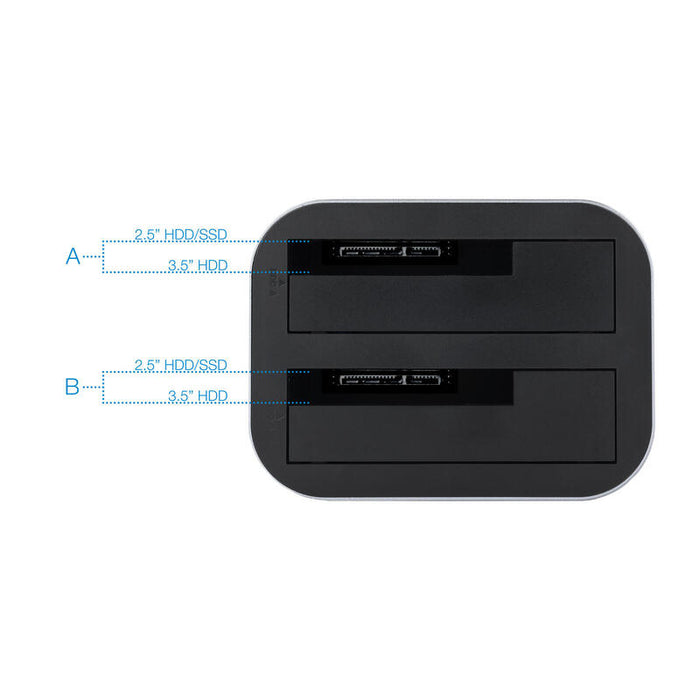 Tooq Docking Station Usb 3.0/3.1 Gen 1 - Hdd/Ssd 2.5", 3.5" Sata - Boton De Clonacion - Gris/Negro