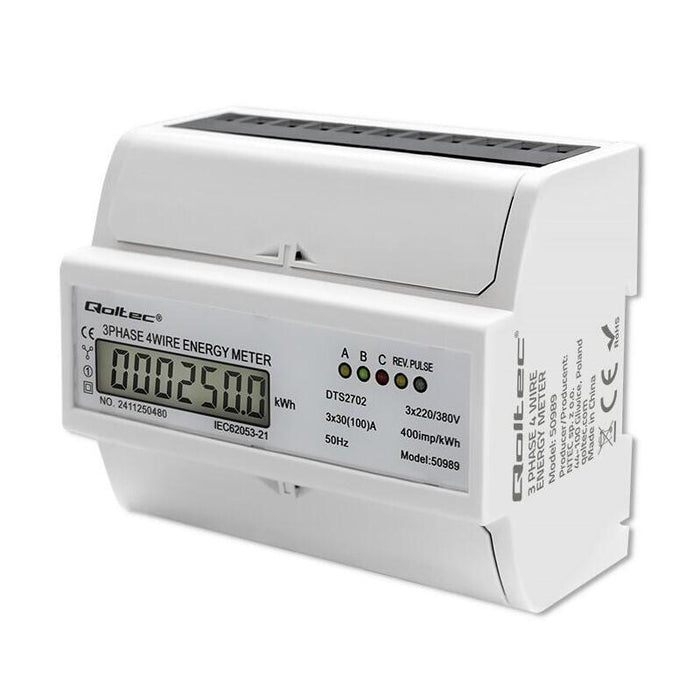 Trójfazowy Dwukierunkowy Elektroniczny Licznik Miernik Zuzycia Energii Na Szyne Din 400v 100a Lcd 4p