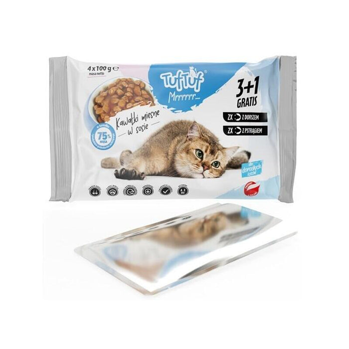 Tuf Tuf 2x With Cod, 2x With Trout - Comida Húmeda Para Gatos - 4x100g