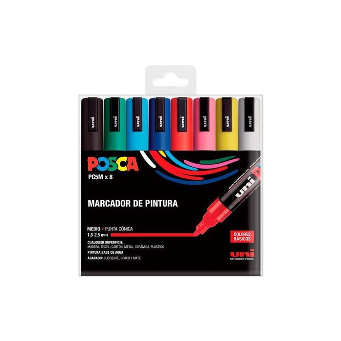 Uniball Estuche Basic Marcador Posca Pc-5m/8c Surtido -8u-