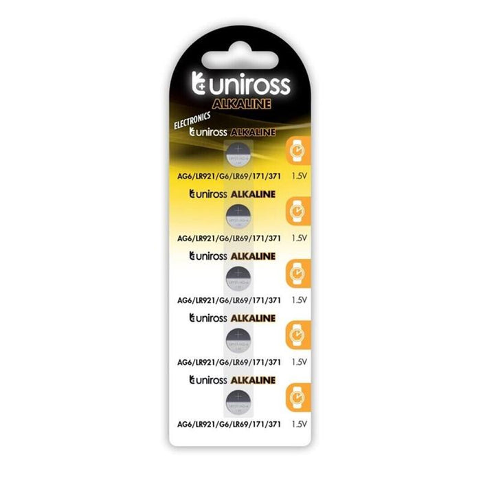 Uniross Pila Boton Alcalina Ag6 Lr69/Lr921 Blister*5 Caja 1 Unidades