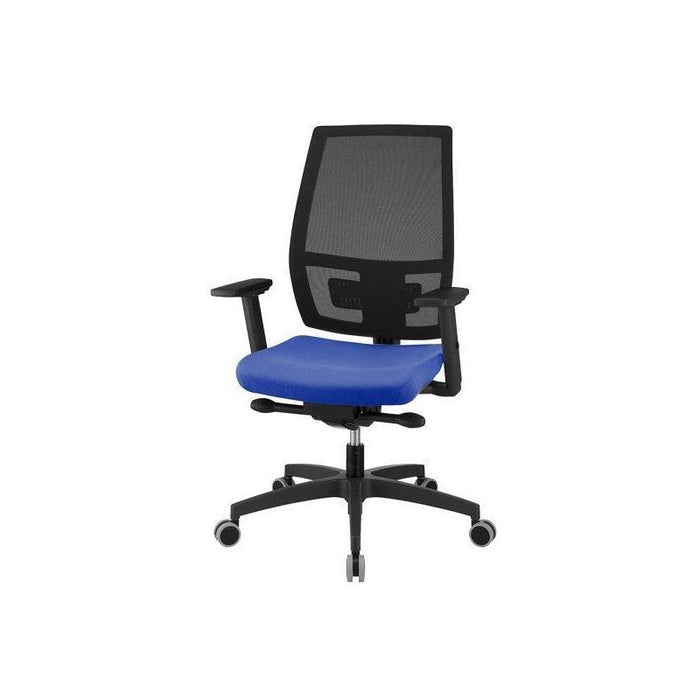 Unisit Silla Melania Giratoria Sincro Con Trasnlap Reposabrazos Ajustables Respaldo Malla Negro Y Asiento Acolchado Azul