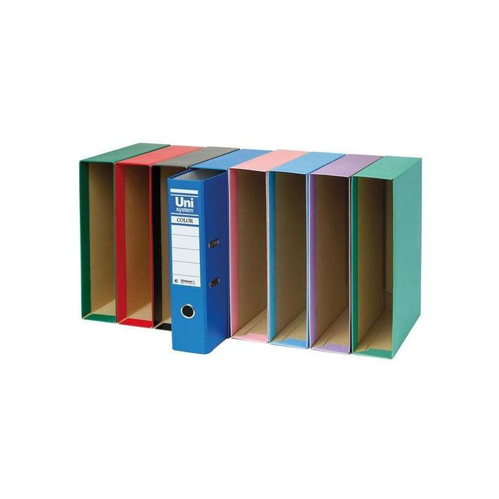 Unisystem Color Cajetín Para Archivador Palanca 65mm Folio Azul Serena