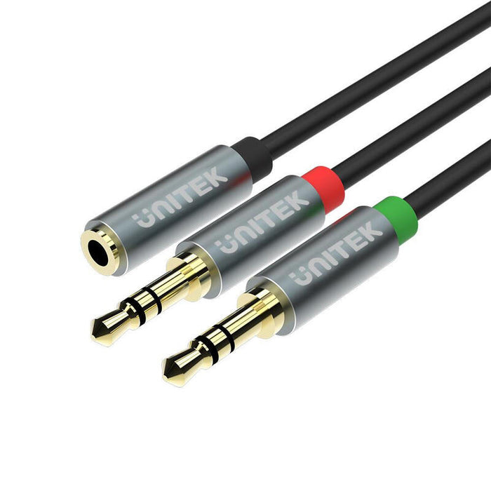 Unitek Y-C957abk Cable De Audio 0,2 M 3,5mm 2 X 3,5mm Negro, Gris
