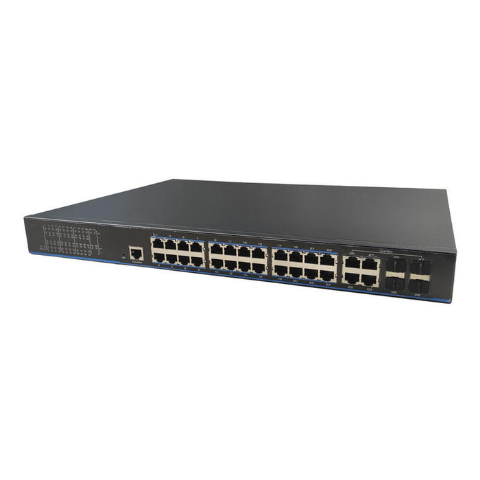 Utepo Utp3328ts-Psb-L2 Switch Poe 24 Puertos Gigabit + 4 Uplink Gigabit Combo (Rj45/Sfp) 280w 802.3af/At 6kv Manejable Layer2