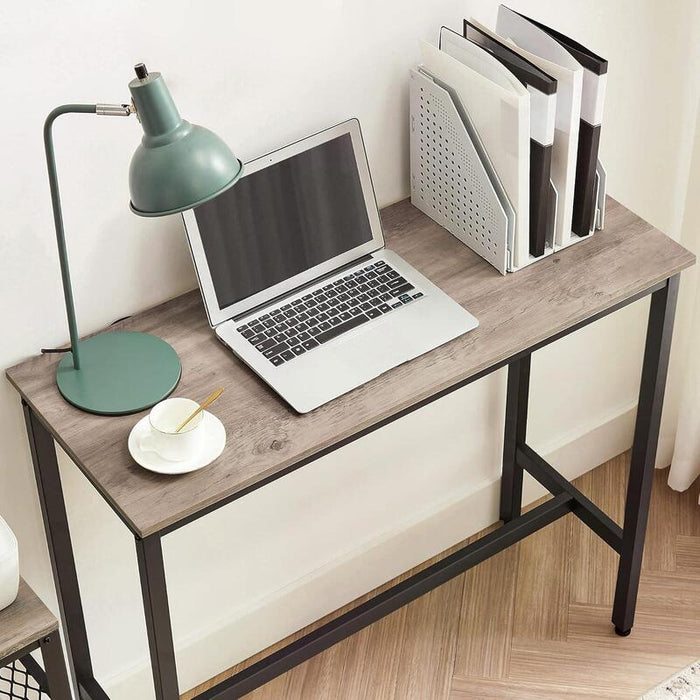 Vasagle Mesa De Bar Rectangular Estrecha, Cocina, Marco De Acero, 100 X 40 X 90 Cm, Gris Y Negro Lbt010b02