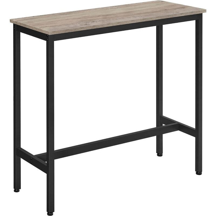 Vasagle Mesa De Bar Rectangular Estrecha, Cocina, Marco De Acero, 100 X 40 X 90 Cm, Gris Y Negro Lbt010b02