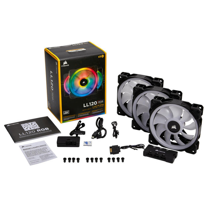 Ventilador Caja Corsair Ll120 Rgb 120mm Dual Light Loop Rgb Led Pwm Fan 3 Fan Pack Con Lighting Node Corsair Ll120 Rgb, Carcasa Del Ordenador, Ventilador, 12 Cm, 600 Rpm, 1500 Rpm, 24,8 Db