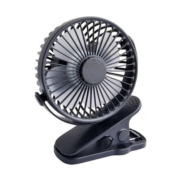 Ventilador De Mesa Con Clip 10cm Usb + Batería, Negro