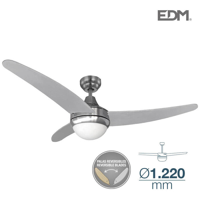 Ventilador De Techo Modelo Egeo Cromado Potencia: 60w Aspas: Ø122cm Con Mando A Distancia Edm