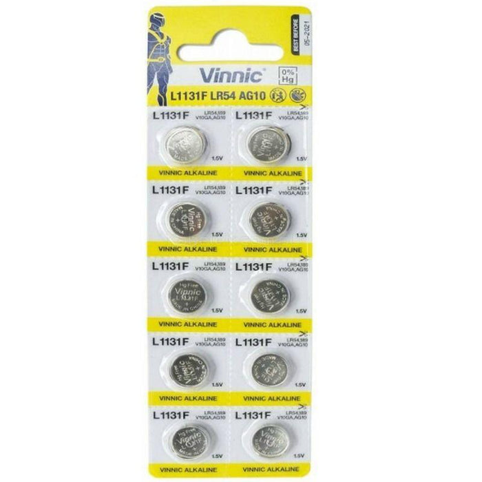 Vinnic Pila Boton Alcalina Ag10 L1131f Lr54 1,5v Blister*10