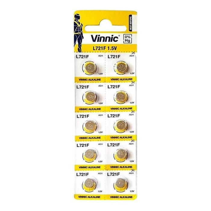 Vinnic Pila Boton Alcalina Ag11 L721f Lr58 Blister*10