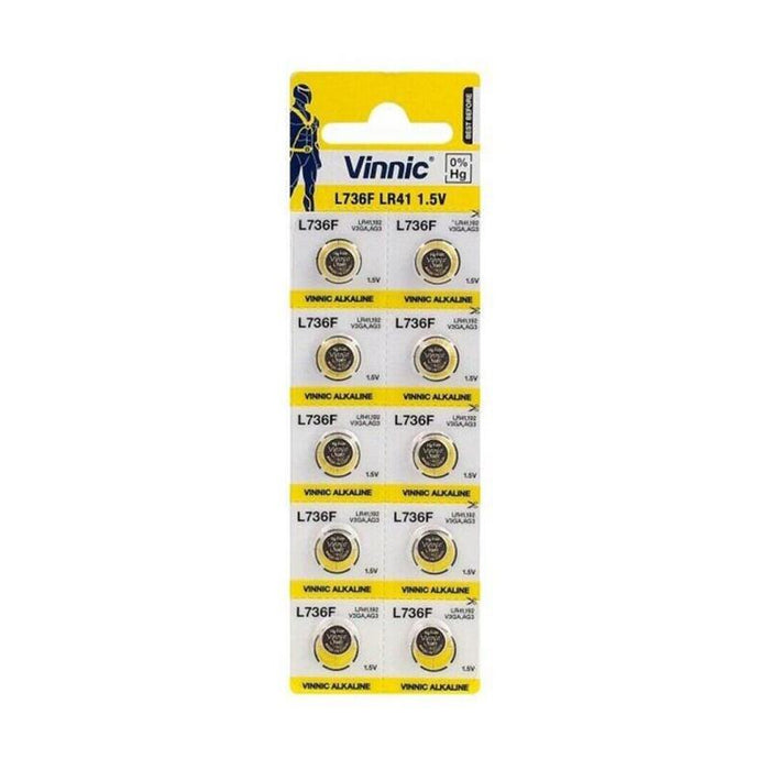 Vinnic Pila Boton Alcalina Ag3 L736f Lr41 Blister*10
