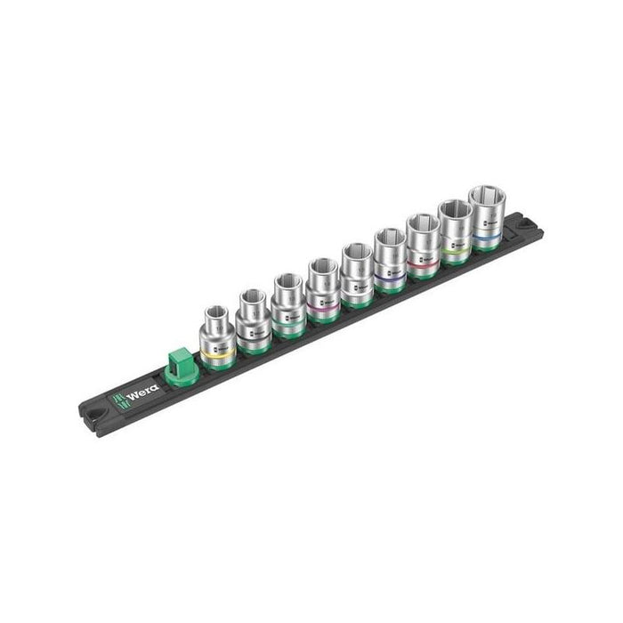 Wera  Juego De Vasos Tira Magnética C 4 Zyklop 1/2" (Negro/Verde, 9 Piezas)