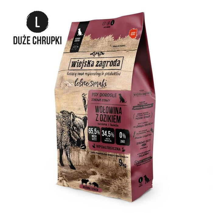 Wiejska Zagroda Beef With Wild Boar L  Dry Dog Food  9kg
