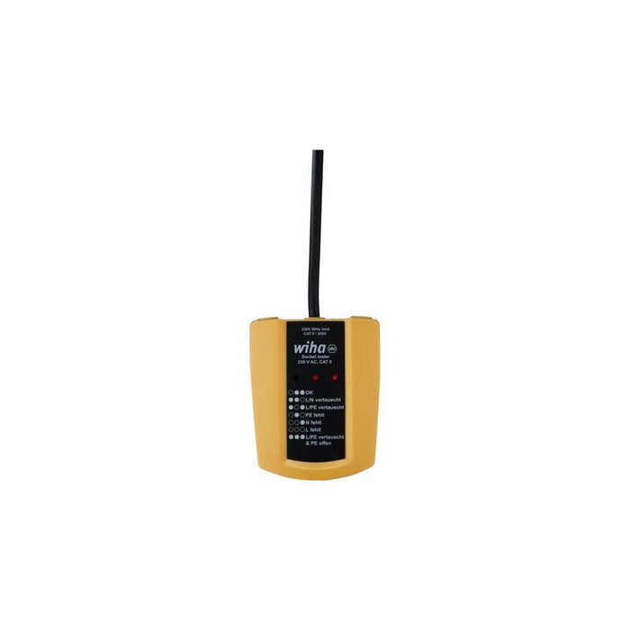 Comprobador De Enchufe Wiha 45220, 230 V Ac, Dispositivo De Medición Amarillo/Negro 45220