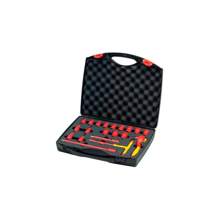 Wiha Juego De Llaves De Trinquete Aisladas, 3/8", Llaves De Tubo Rojo/Amarillo, 21 Piezas 43023
