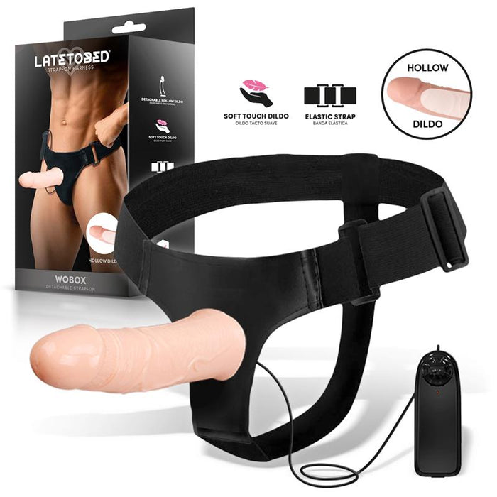 Wobox Arnés Con Dildo Hueco Desmontable, Vibración Y Control Remoto