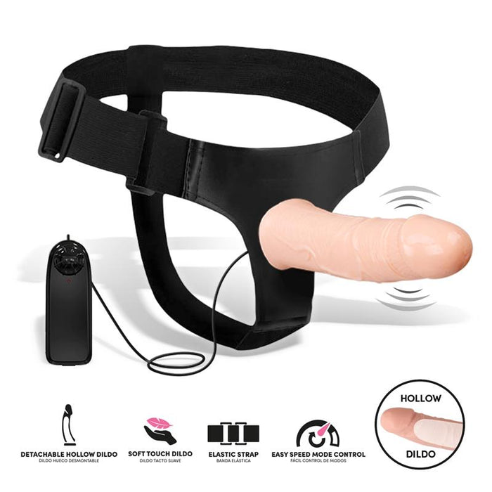 Wobox Arnés Con Dildo Hueco Desmontable, Vibración Y Control Remoto