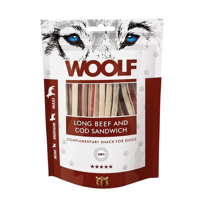 Woolf Long Beef&Cod Sandwich Przysmak Para Perro 100g