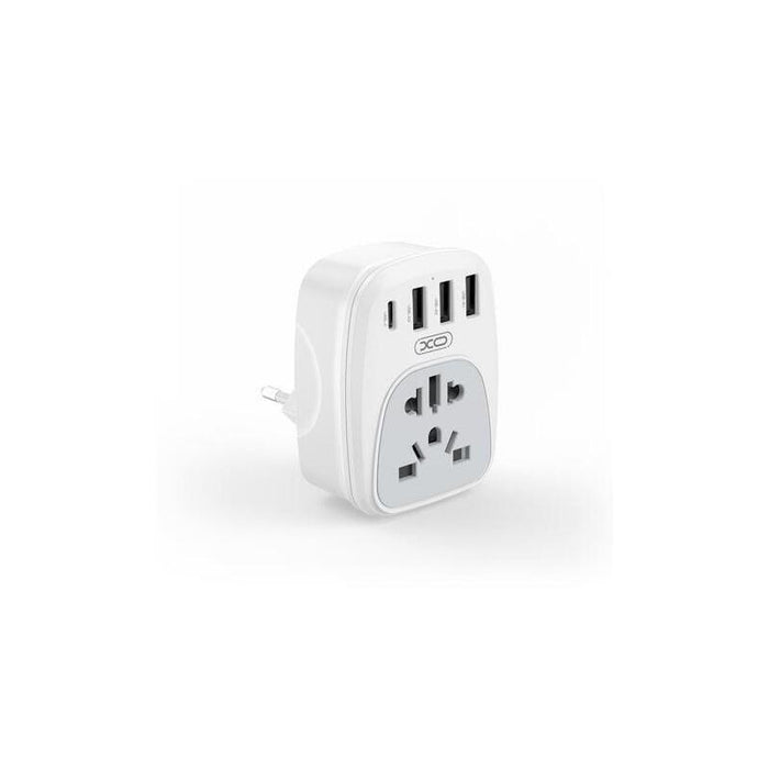 Xo Adaptador De Enchufe Internacional - Potencia 2500w - Usbx3 + Usb-C - Blanco