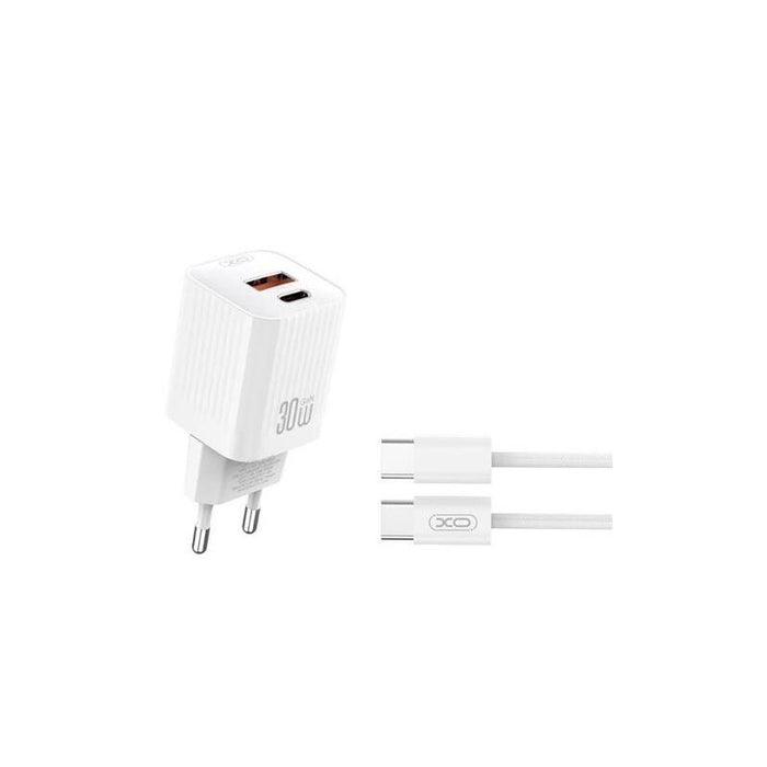 Xo L149 Cargador De Corriente 30w - Usb-A Y Usb-C - Alto Rendimiento - Incluye Cable Usb-C A Lightning - Blanco