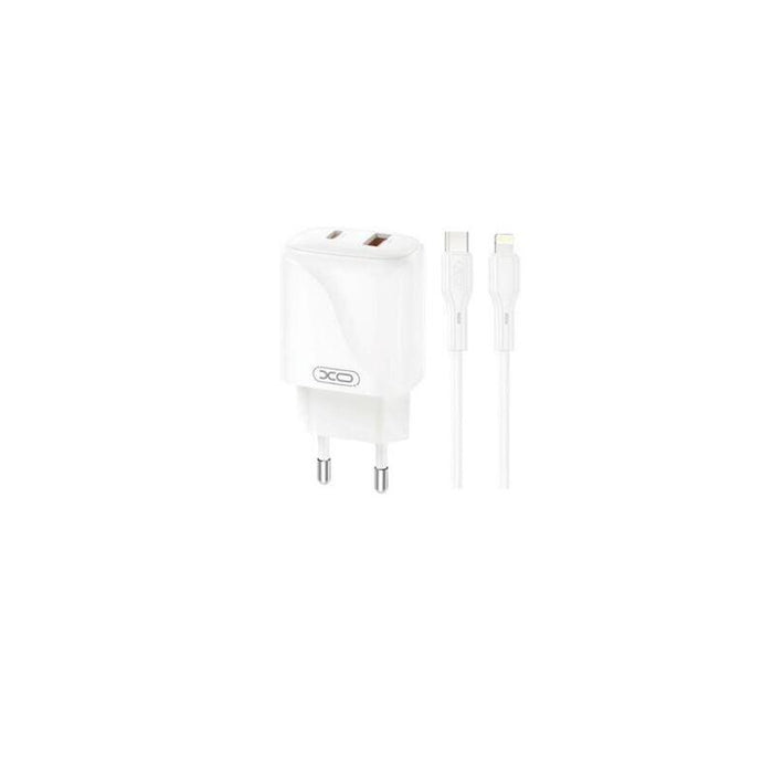 Xo L158 Cargador De Corriente 20w - Usb-A Y Usb-C - Alto Rendimiento - Incluye Cable Usb-C A Lightning - Blanco