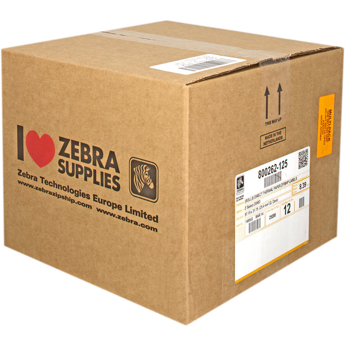 Zebra Etiquetas 800262-125 12pck Z-Select 12 Rollos, Termo, 2000d, 57x32 Mm, 2100 Et./Rollo, Permanente