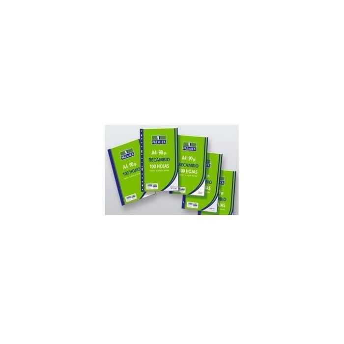 Zorrilla Recambio Premier A4 Pauta 2,5 90gr 100 Hojas 4 Taladros Papel Blanco Extra