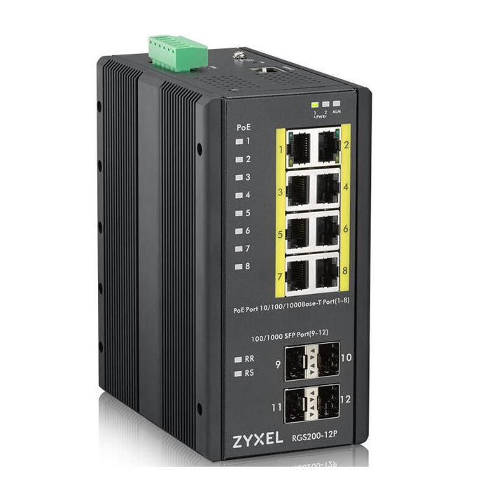 Zyxel Rgs200-12p Gestionado L2 Gigabit Ethernet (10/100/1000) Negro Energía Sobre Ethernet (Poe)